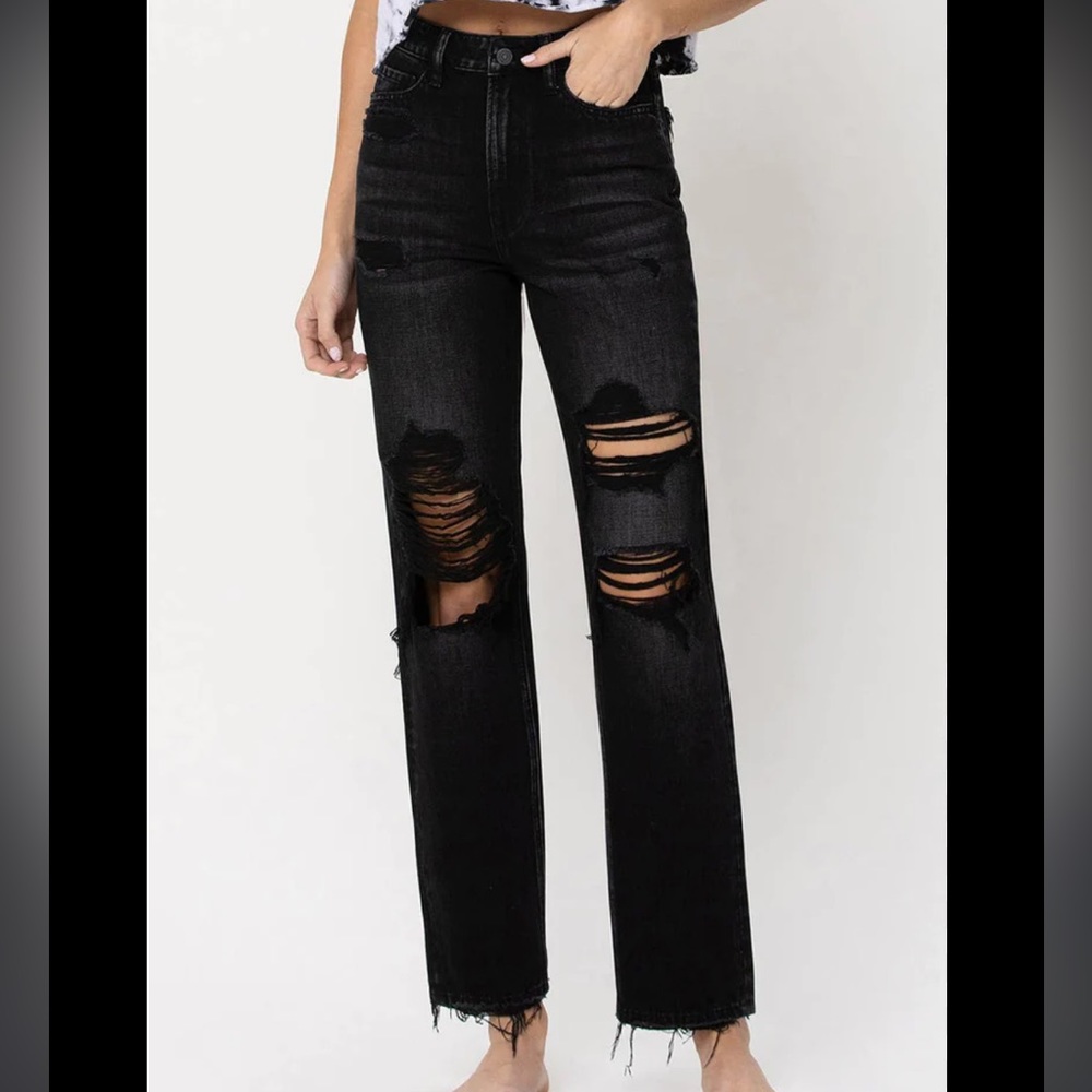 Black distressed jeans